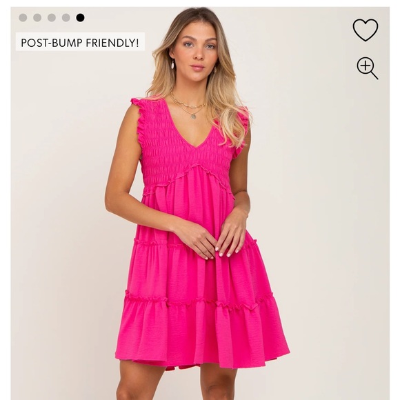 Fuchsia Sleeveless Smocked Tiered Maternity Dress EUC - Picture 2 of 9